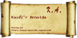 Kazár Arnolda névjegykártya